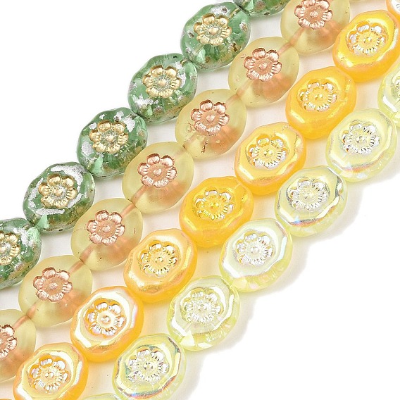 Чешские прессованные стеклянные бусины, овальные с цветком