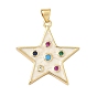 Кулоны с эмалью из латуни с микро паве, красочные кубические циркония, звезда, без кадмия и без свинца, долговечный, стойки покрытие