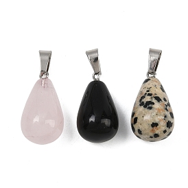 Природных драгоценных камней подвески, латунная фурнитура с платиновым покрытием, слеза