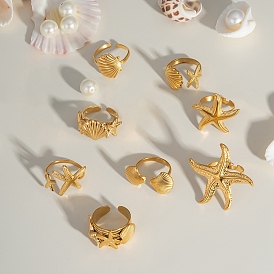 Океанские мотивы нержавеющая сталь регулируемые манжеты/кольца для пальцев для женщин, золотые