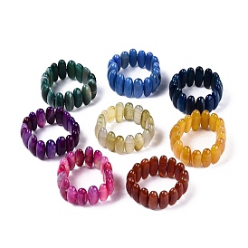 Oval Natural Agate Beaded Stretch Bracelets for Women Men, Dyed
