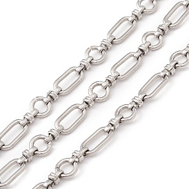 304 Stainless Steel Ring and Oval Link Chains, Unwelded, with Spool