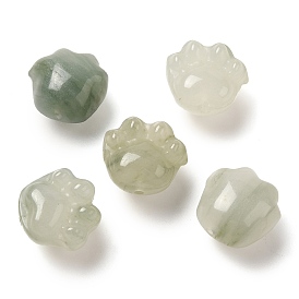 Natural Jade Carved Beads, Cat Paw Print