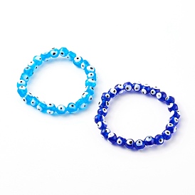 Handmade Evil Eye Lampwork Beaded Stretch Bracelets Sets