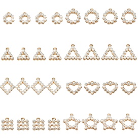 Plastic Imitation Pearl Big Pendants, with Alloy Loop, Mixed Shapes