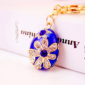 Colorful Easter Egg Keychain with Flower Decoration Pendant for Women