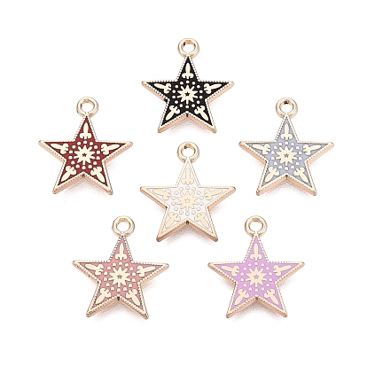 Alloy Enamel Pendants, Rack Plating, Star Charms, Golden