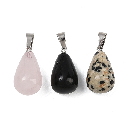 Природных драгоценных камней подвески, латунная фурнитура с платиновым покрытием, слеза