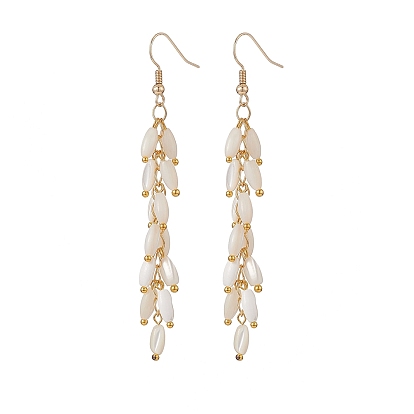 Natural Pearl Tassel Dangle Earrings, Brass Jewelry for Women