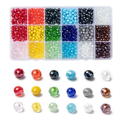 Perles en verre electroplate, perle plaquée lustre, facette, rondelle