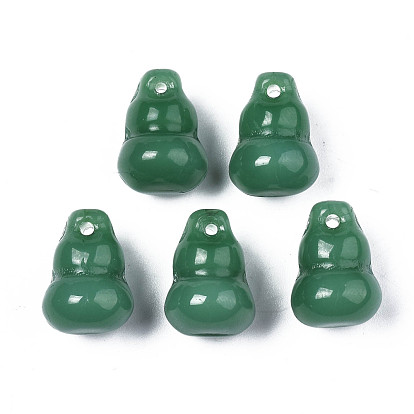 Imitation Jade Glass Pendants, Gourd/ Calabash Charms