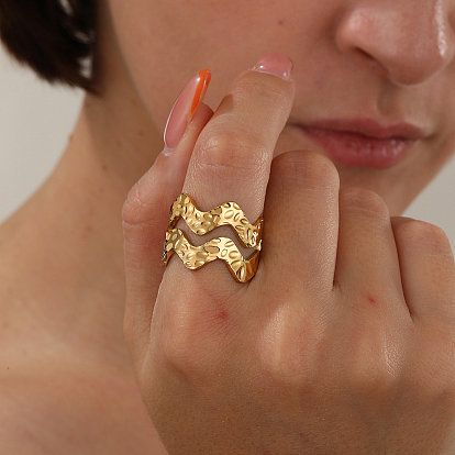 201 Кольцо-манжета с геометрической волной из нержавеющей стали для женщин