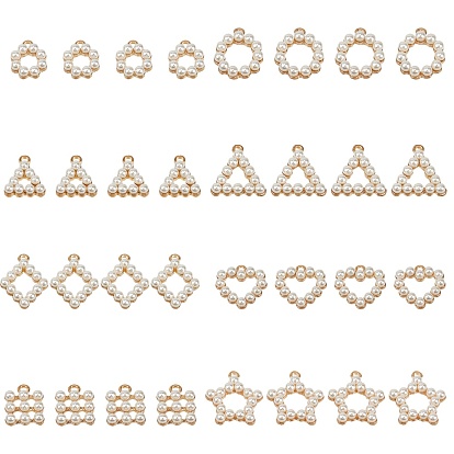 Plastic Imitation Pearl Big Pendants, with Alloy Loop, Mixed Shapes
