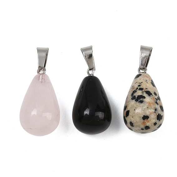 Природных драгоценных камней подвески, латунная фурнитура с платиновым покрытием, слеза