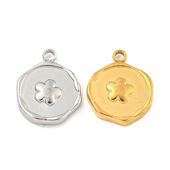 304 подвески из нержавеющей стали, плоская круглая с подвеской в виде цветка