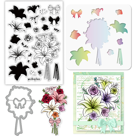 1 трафареты для резки штампов из углеродистой стали, с 1 штампами из листового ПВХ и 1 набором трафаретов для рисования, для diy scrapbooking, Фотоальбом, декоративное тиснение