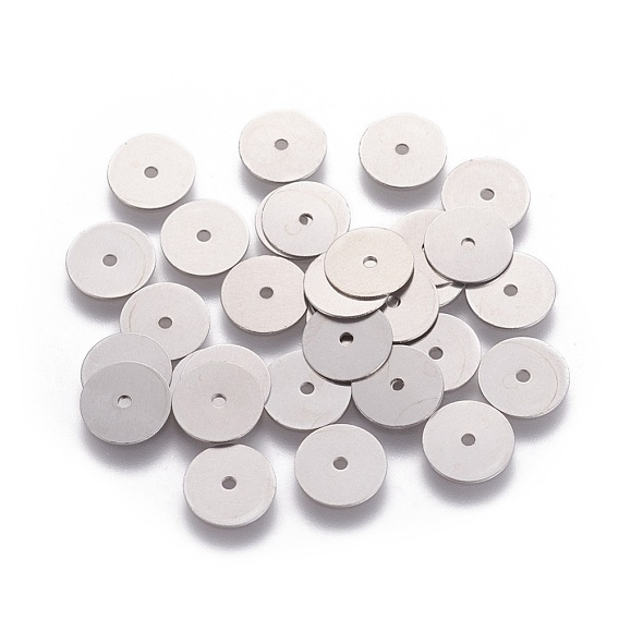 316 Surgical Stainless Steel Beads, Heishi Beads, Flat Round/Disc