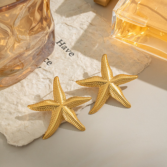 Серьги-гвоздики из нержавеющей стали с текстурой в виде морской звезды