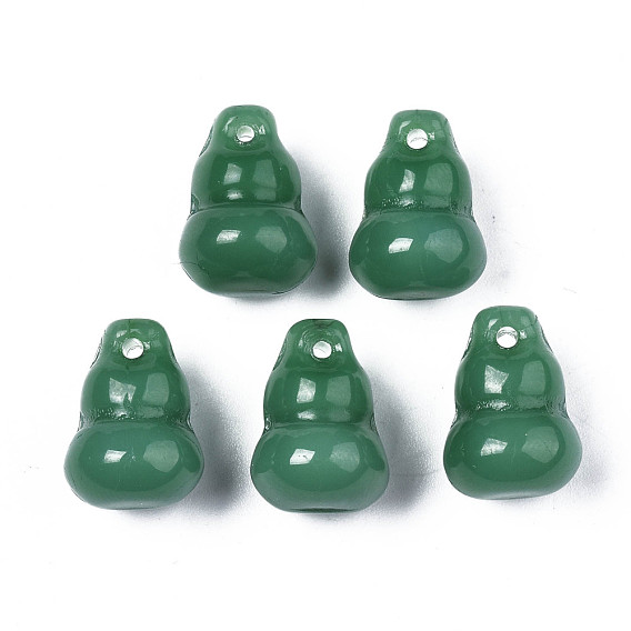 Imitation Jade Glass Pendants, Gourd/ Calabash Charms