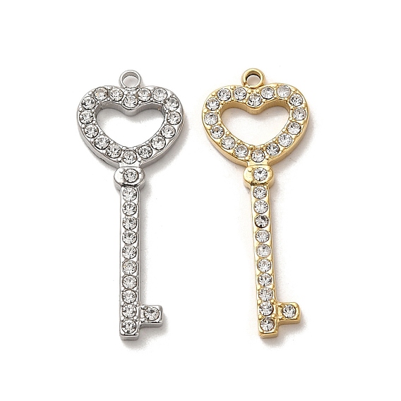 304 из нержавеющей стали горный хрусталь подвески, сердце ключ очарование