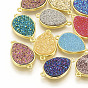 Druzy Resin Links/Connectors, with Golden Tone Brass Findings, Drop