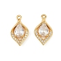 Латунные микропаве прозрачные подвески с фианитом, лист, долговечный, без никеля 