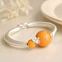 Round Resin Alloy Flower Bangles for Women, Orange Color