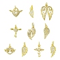 10 шт 10 стили латунные подвески из микропаве с фианитом, долговечный, прелести крыльев