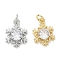 Brass Pave Clear Cubic Zirconia Pendants, Snowflake Charms, Long-Lasting Plated, Rack Plating, Lead Free & Cadmium Free