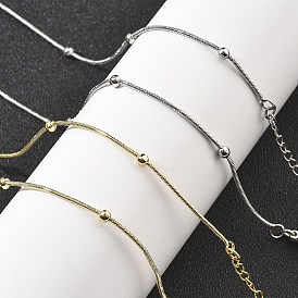 Латунные спутниковые цепочки ожерелья для женщин, 304 из нержавеющей стали застежкой омар, стойки покрытие, без свинца и без кадмия, долговечный