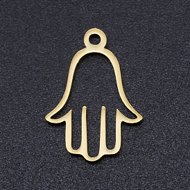 201 Stainless Steel Laser Cut Pendants, Hamsa Hand/Hand of Fatima/Hand of Miriam