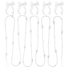 Decoraciones de fiesta de perlas de imitación de plástico ABS, Con lazo de poliéster de 5 piezas.