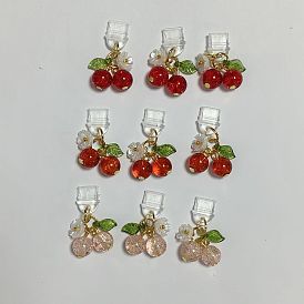 9 pcs 3 estilo plástico tapones antipolvo para móviles, cereza, con acrílico y vidrio
