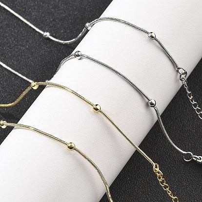 Латунные спутниковые цепочки ожерелья для женщин, 304 из нержавеющей стали застежкой омар, стойки покрытие, без свинца и без кадмия, долговечный