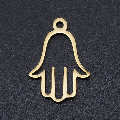 201 Stainless Steel Laser Cut Pendants, Hamsa Hand/Hand of Fatima/Hand of Miriam