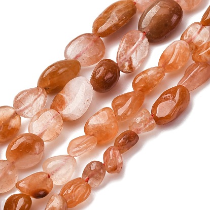 Нити бусин из натурального красного меха кролика с рутиловым кварцем, самородки, упавший камень