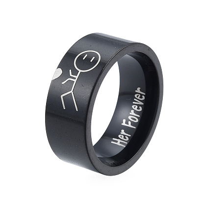 201 niño de acero inoxidable con anillo de dedo de corazón, palabra su anillo de promesa para siempre para hombres