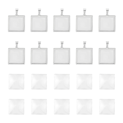 Набор для изготовления заготовок подвески своими руками, в том числе квадратный 304 подвеска из нержавеющей стали с кабошоном, Кабошоны из стекла