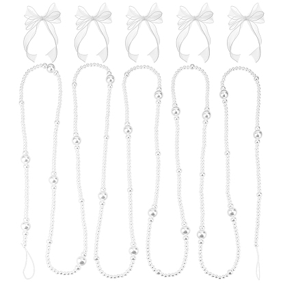 ABS Plastic Imitation Pearl Party Decorations, with 5Pcs Polyester Bowknot