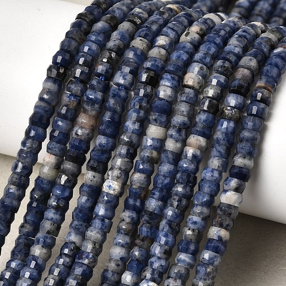 Природный содалит бисер нитей, рондель, граненые