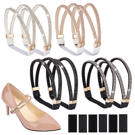 4 сумки 4 цвета эластичные полиэстеровые шнурки, ремешки для обуви на высоких каблуках со стразами, шнурки, для обуви на высоком каблуке