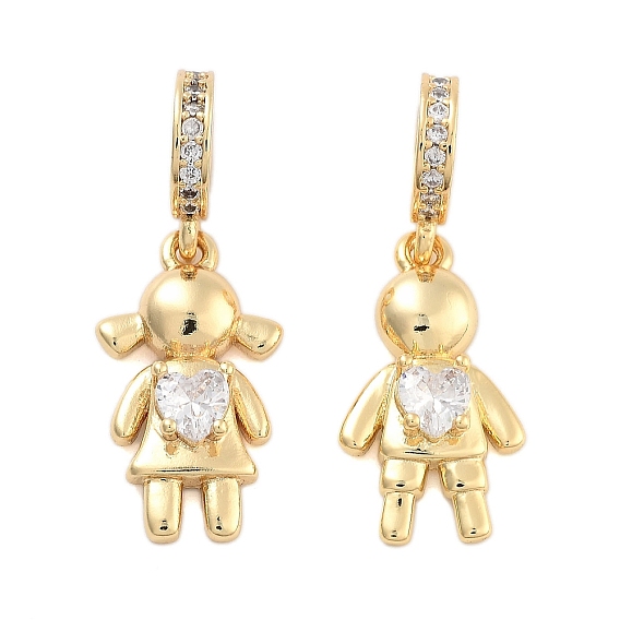 Латунные подвески из прозрачного кубического циркония в европейском стиле, Подвески с большими отверстиями для мальчиков и девочек