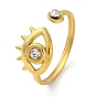 Золотые 304 открытые манжеты из нержавеющей стали, с кубического циркония, украшения для женщин, глаз