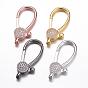 Brass Micro Pave Cubic Zirconia Lobster Claw Clasps