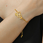 Snake/Butterfly Link Brass Micro Pave Cubic Zirconia Slider Bracelets, Box Chain Bracelets for Women, Real 18K Gold Plated