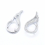 925 Sterling Silver Pendant Claw Cabochon Settings, Prong Settings, with Clear Cubic Zirconia, Teardrop