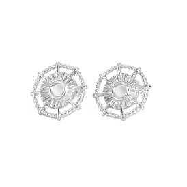 304 Stainless Steel Stud Earring Findings, Earring Setting for Enamel, with Ear Nuts, Helm