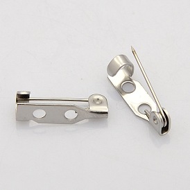 201 Stainless Steel Brooch Pin Back Bar Findings, 17x5.5x5mm, Hole: 2mm, Pin: 0.6mm