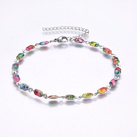 304 из нержавеющей стали ссылка браслеты, С застежками и эмалью из лобстера