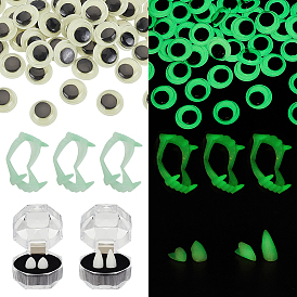 Наборы для украшения вечеринки своими руками, включая реквизит для вечеринки в виде вставного зуба из смолы, пластиковая модель зубов, Светящиеся пластиковые кабошоны для глаз